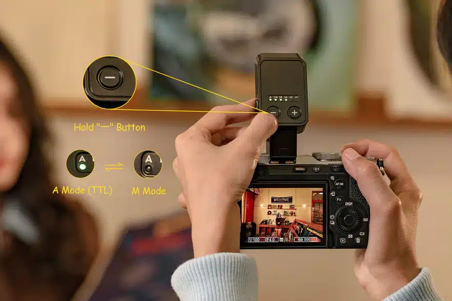 Người dùng có thể nhanh chóng chuyển đổi giữa chế độ TTL tự động và Manual chỉ trong vài thao tác