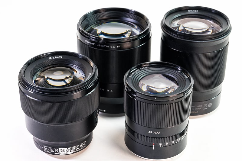 So sánh MOD Viltrox 85mm f/2.0 EVO (0.74m) với Sony FE 85mm f/1.8 (0.8m) và các lens 85mm khác – Viltrox tiến gần hơn đáng kể