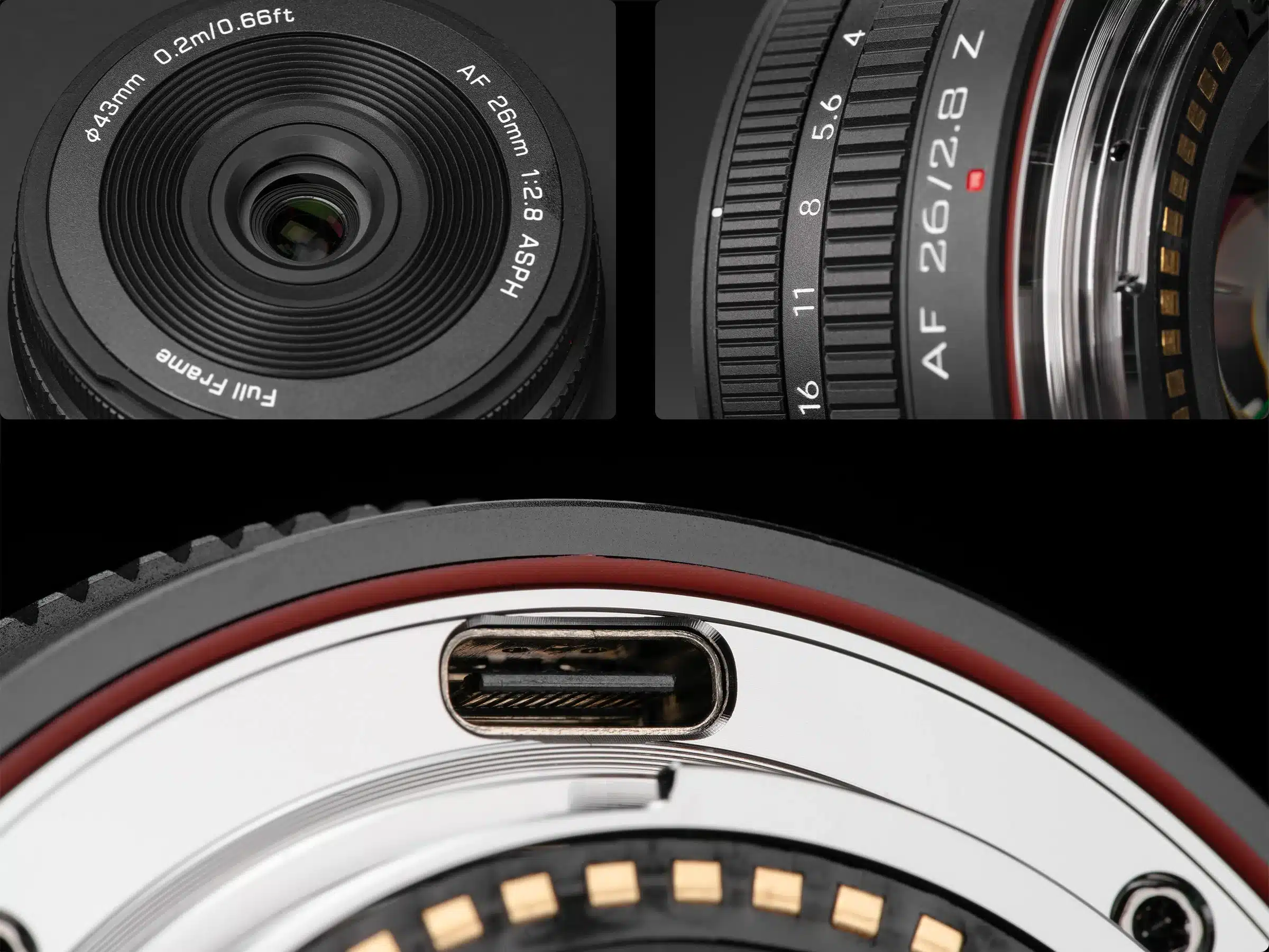 Viltrox AF 26mm f/2.8 EVO còn tích hợp cổng USB-C hỗ trợ cập nhật firmware trực tiếp và tương thích với Viltrox Lens App